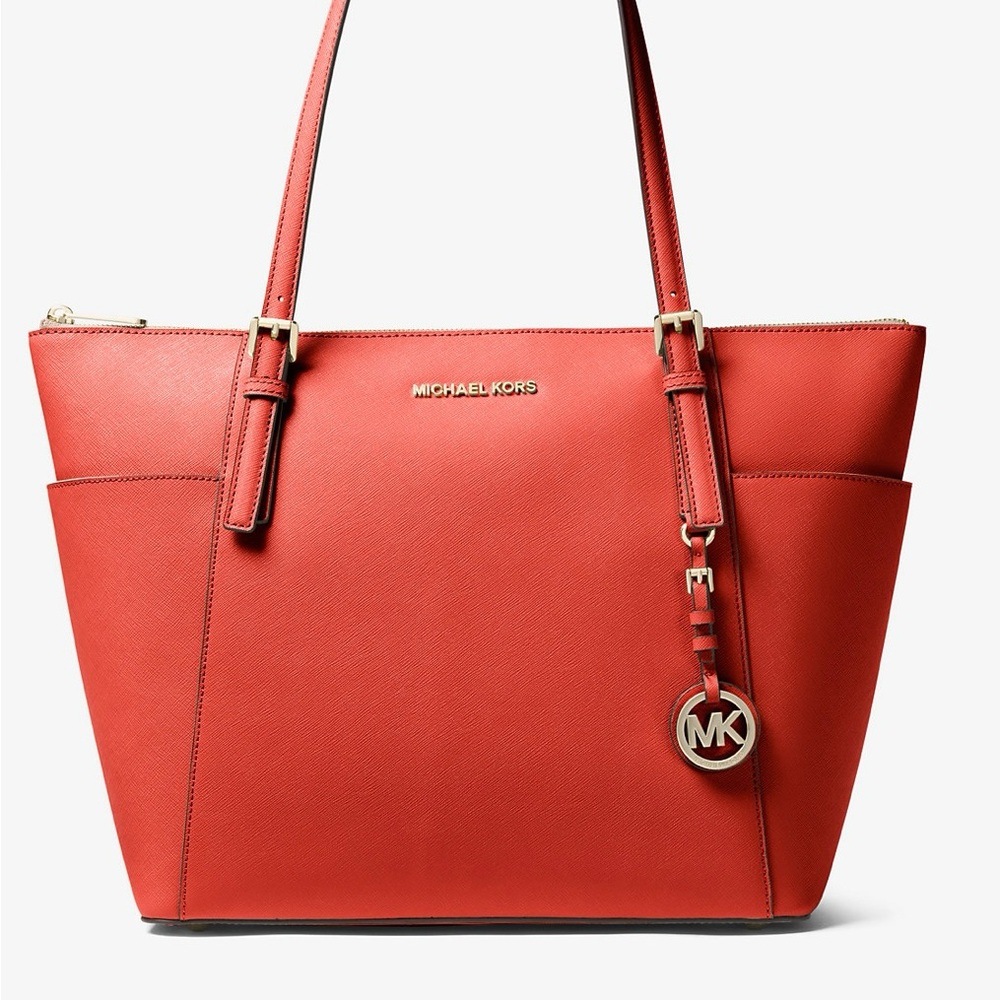 Jet Set Large Saffiano Leather Top-Zip Tote Bag